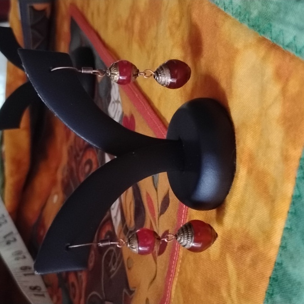 Hand Crafted Vintage Tibetan Beaded Earrings - Picture 3 of 4